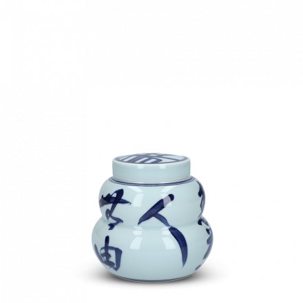 Jingdezhen Kalligraphie Porzellan kleiner Teebehälter blau-weiß