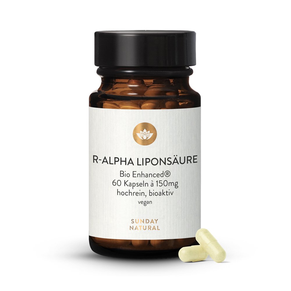 Alpha Liponsäure patentierte R-Form 21x bioaktiver als freie R-ALA vegan 60 Kapseln | Sunday ...