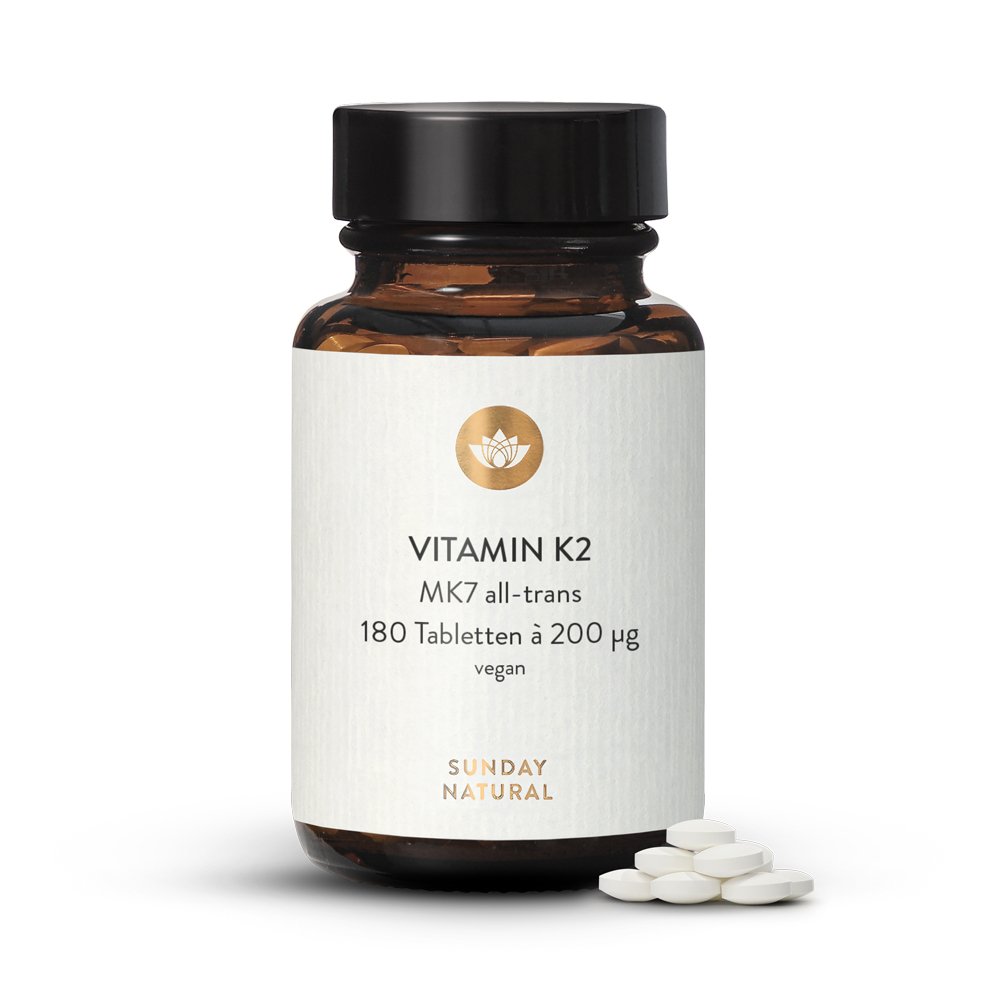 Vitamin K2 MK7 all trans 180 Tabletten vegan 200µg hochdosiert Sunday