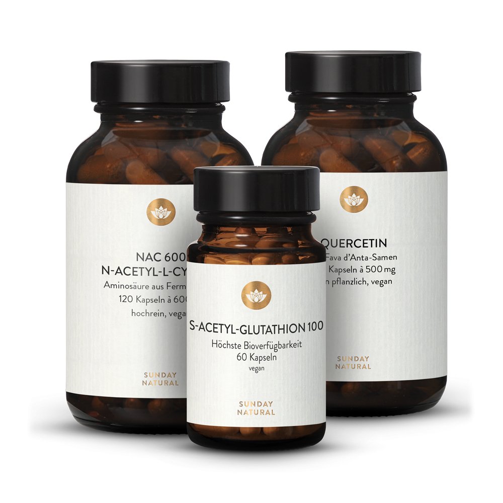 NAC + Glutathion + Quercetin. Bestseller 3erSet 10 Sunday Natural