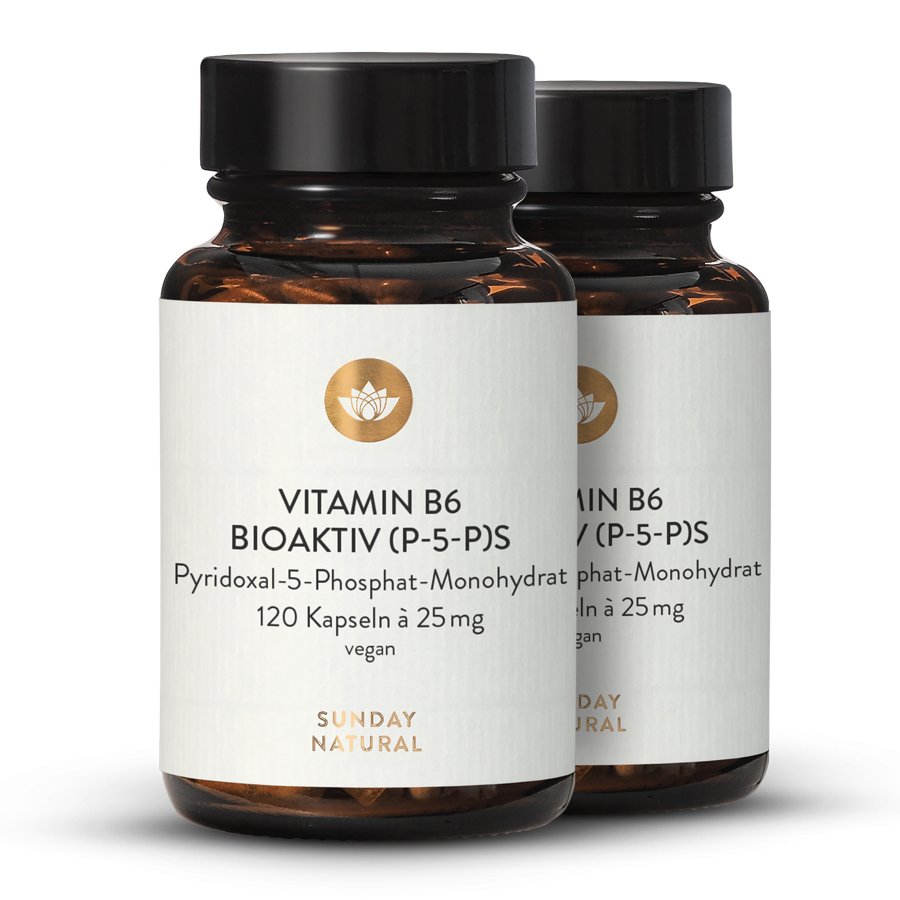 Vitamin B6 P5P bioaktiv 25mg hochdosiert vegan 2x120 Kapseln Sunday