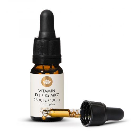 Vitamin D3+K2 MK7 all trans 2500 IE + 100 µg x 300 Tropfen Sunday Natural