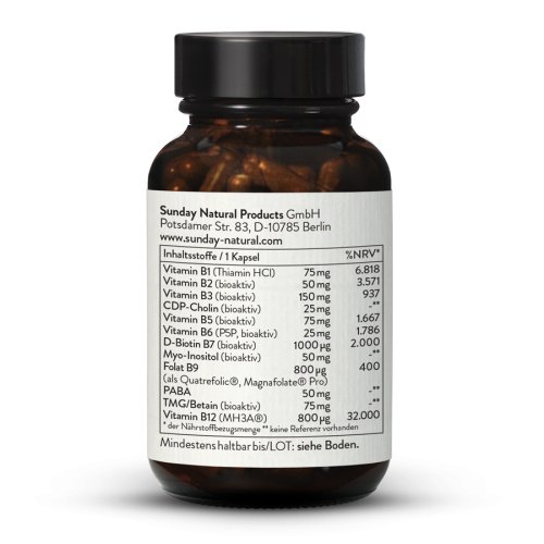 Vitamin BKomplex Forte mit B12 MH3A + Kofaktoren 2x60 Kapseln Sunday